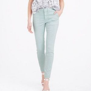J CREW Cotton Blend Skinny Stretch Cargo Utility Mint Jeans size 24